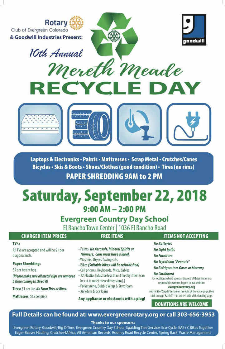 10th Annual Evergreen Rotary Mereth Meade Recycle Day 2018