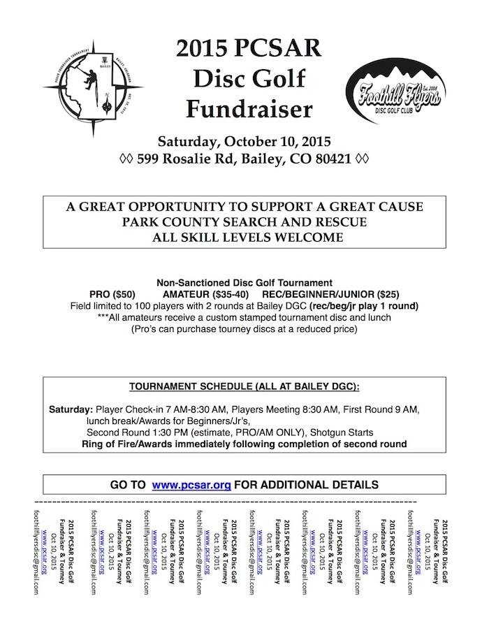 2015 PCSAR Disc Golf Tourney Park County Search and Rescue Fundraiser
