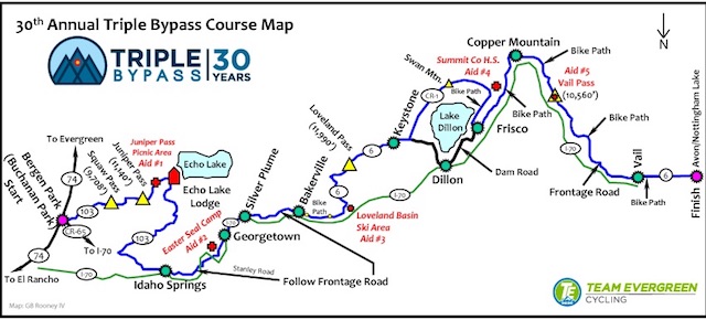 2018 Triple Bypass Course Map