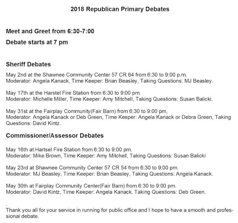 2018 Park County Republican Primary Debates