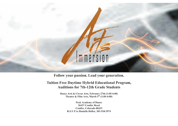 Peak Academy of Dance Conifer Colorado Arts Immersion Audition Flyer