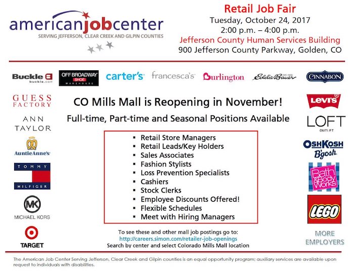 American Job Center Job Fair October 24 Colorado Mills Mall