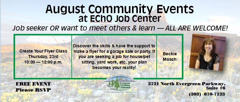 August Community Events at EChO Job Center