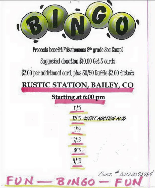 BINGO at Rustic Station through April 2016