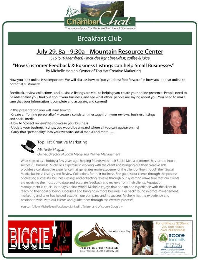 Conifer Chamber of Commerce Breakfast Club July 29 2015