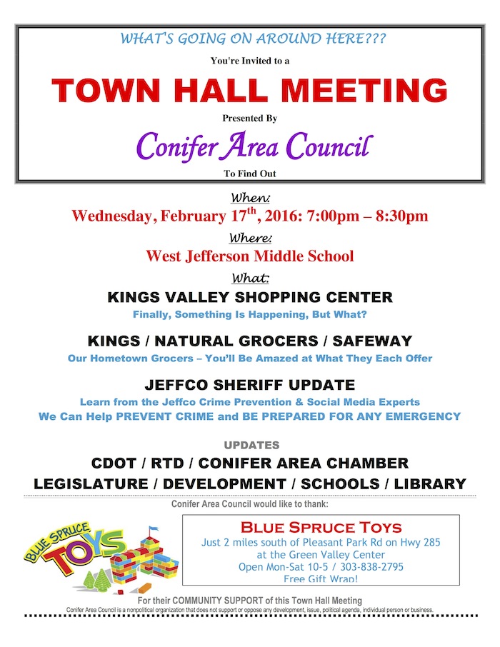 Conifer Area Council Town Hall Meeting February 17 2016