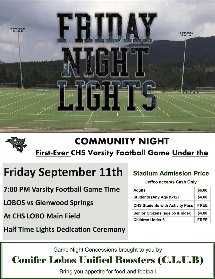 CLUB First Conifer High School Football Game Under the Lights 