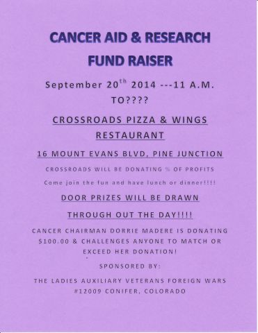 Cancer Aid  Research Fundraiser Ladies Auxiliary VFW