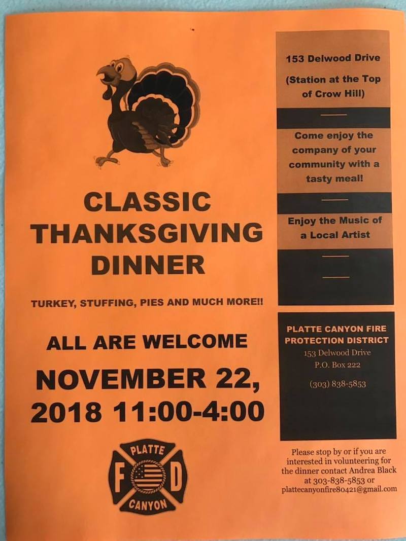Classic Thanksgiving Dinner at Platte Canyon Fire 2018