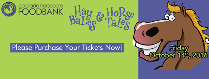 Colorado Horsecare Food Bank hay bales and horse tales fundraiser 2016