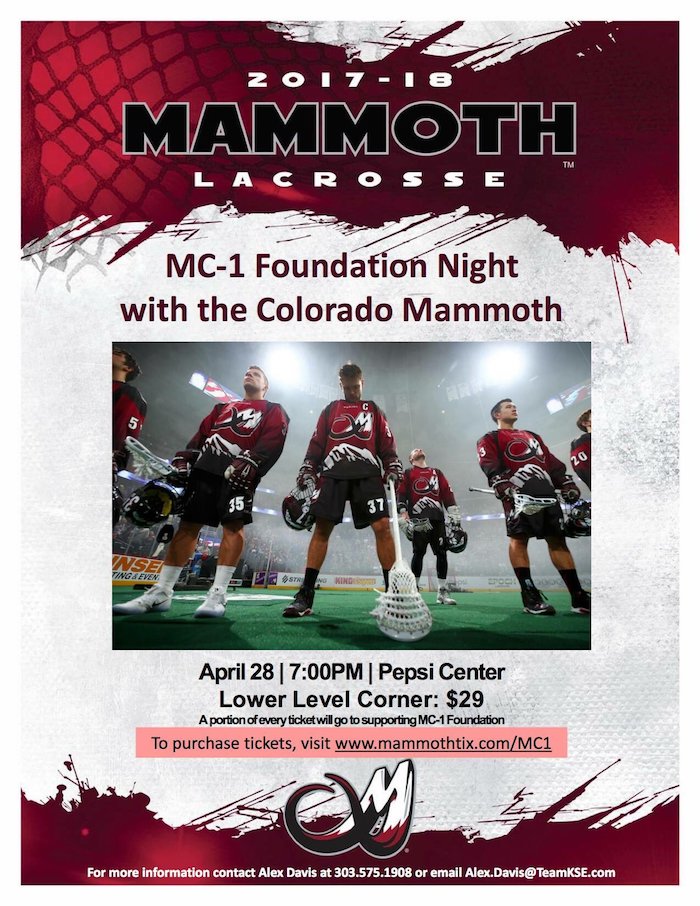 Colorado Mammoth Lacrosse MC 1 Foundation Night April 2018