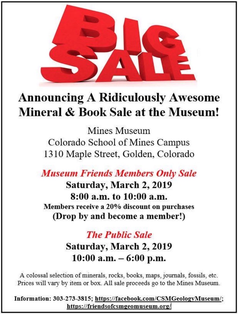Colorado School of Mines Geology Museum Mineral and Books Sale 2019