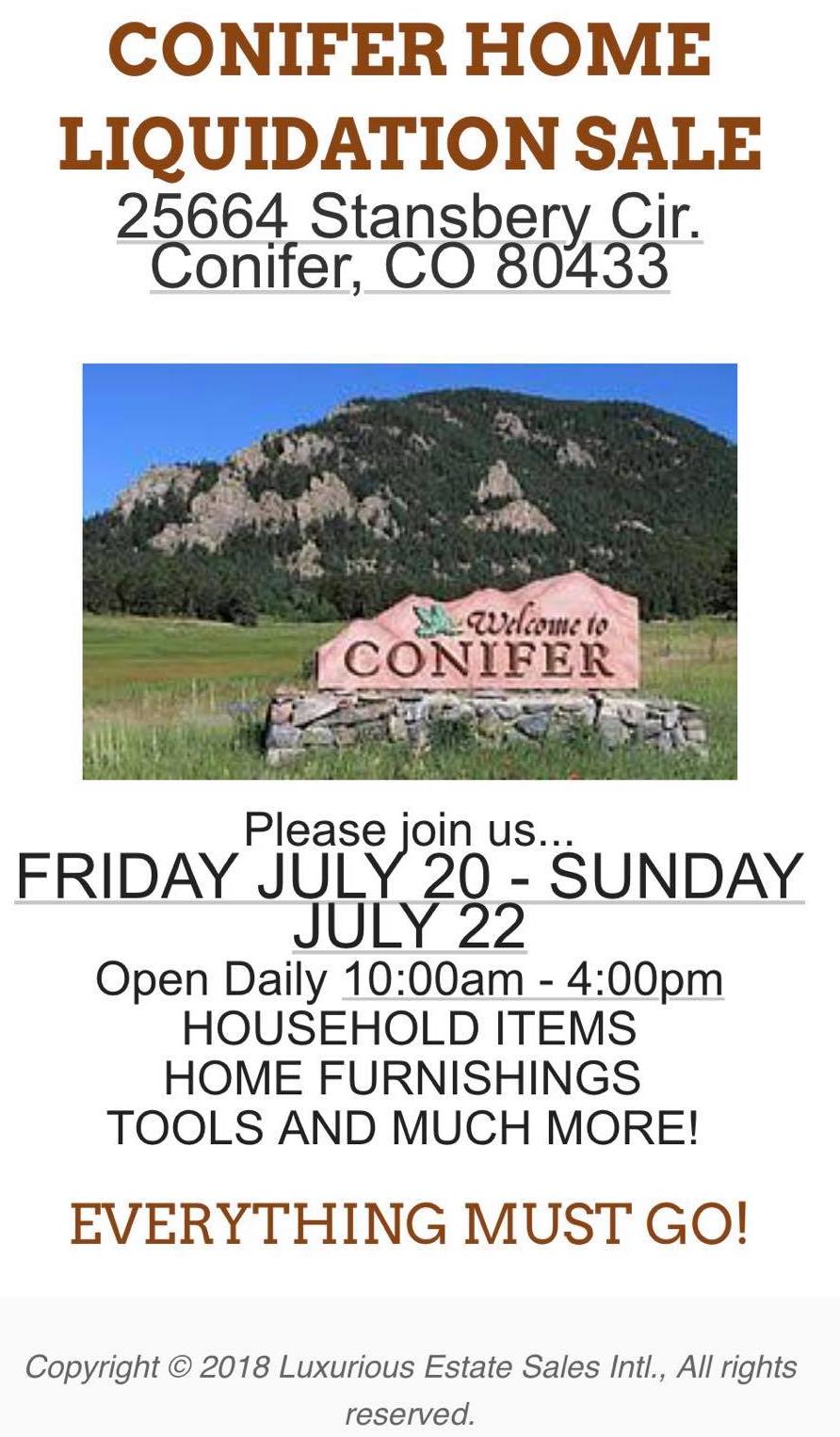 Conifer Home Liquidation Sale Stansbery Circle July 2018