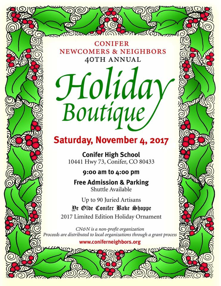 Conifer Newcomers Neighbors 40th Annual Holiday Boutique 2017