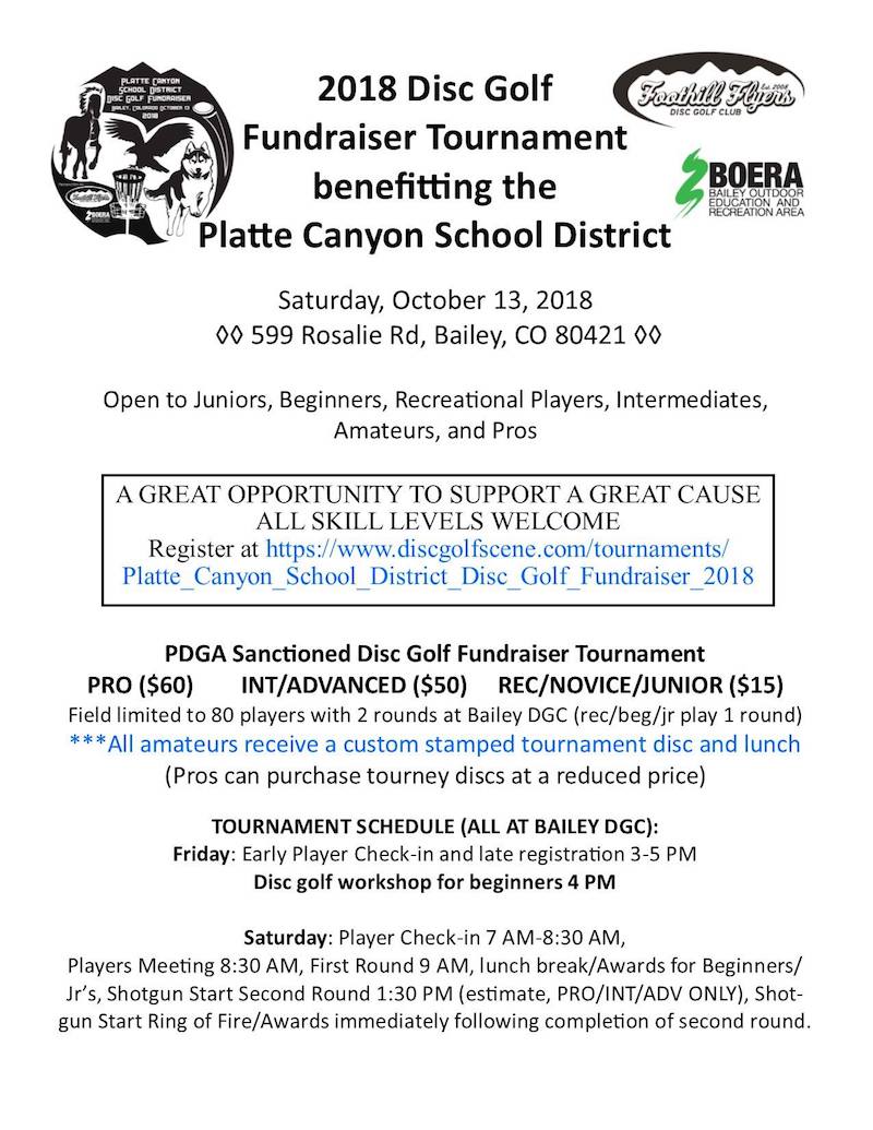 Disc Golf Tournament Fundraiser for Platte Canyon Schools