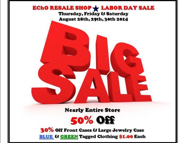 ECHO Resale Shop Labor Day Sale
