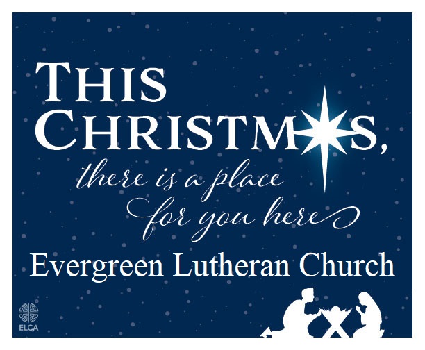 Evergreen Lutheran Church ELCA Christmas Invite Nativity