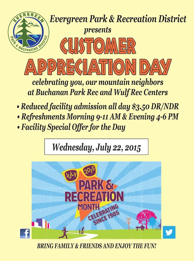 Evergreen Park Recreation District Customer Appreciation Day July 22 2015
