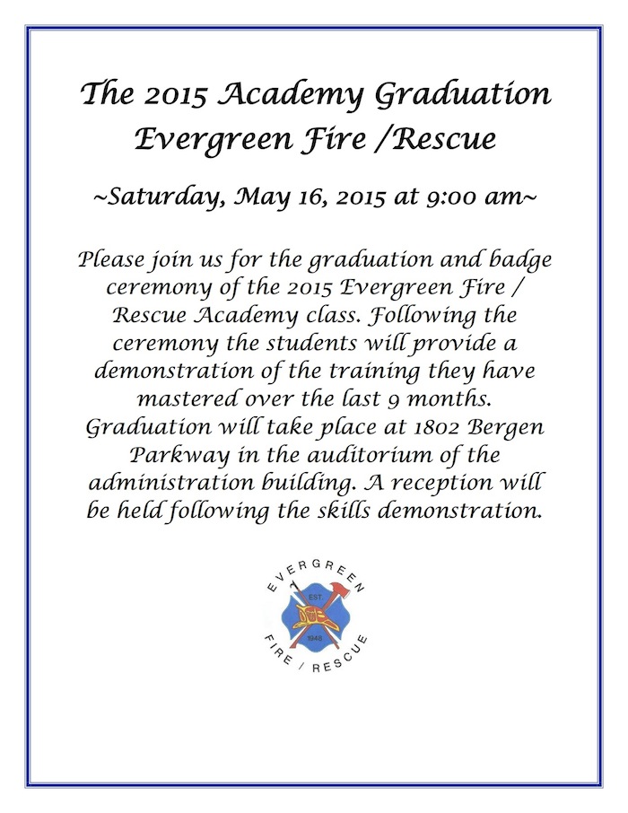 Evergreen Fire Rescue Academy Graduation Invitation 2015 Colorado
