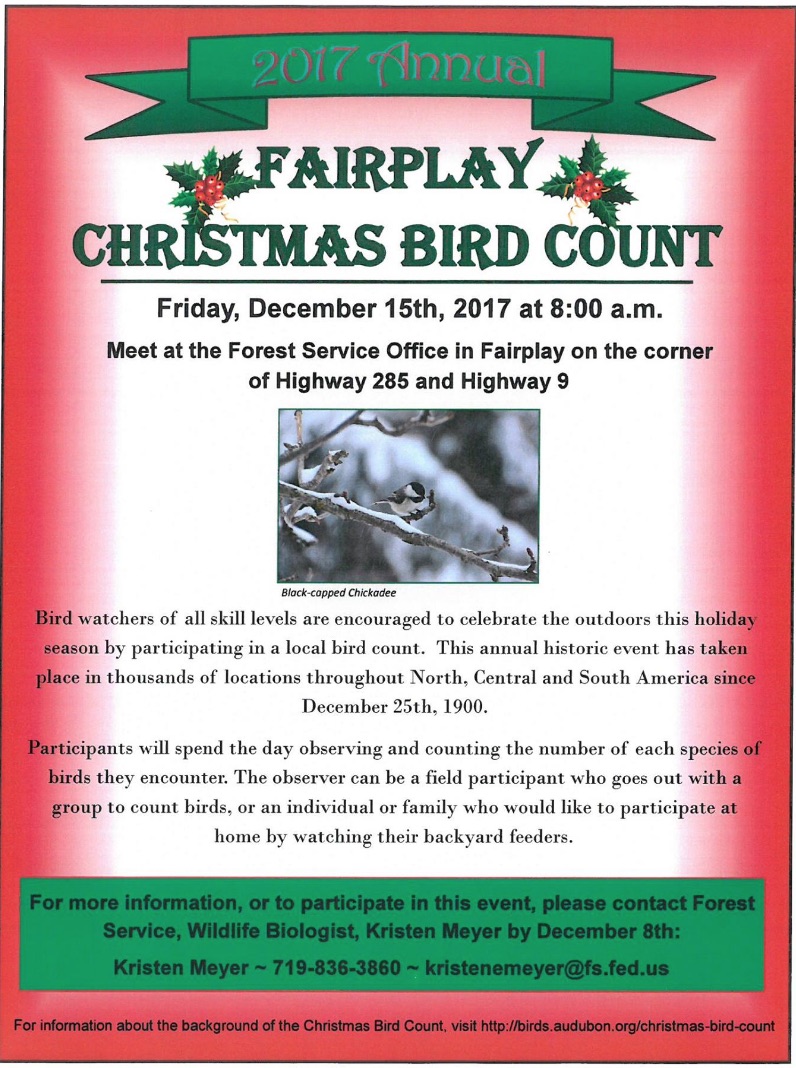 Fairplay Annual Christmas Bird Count 2017