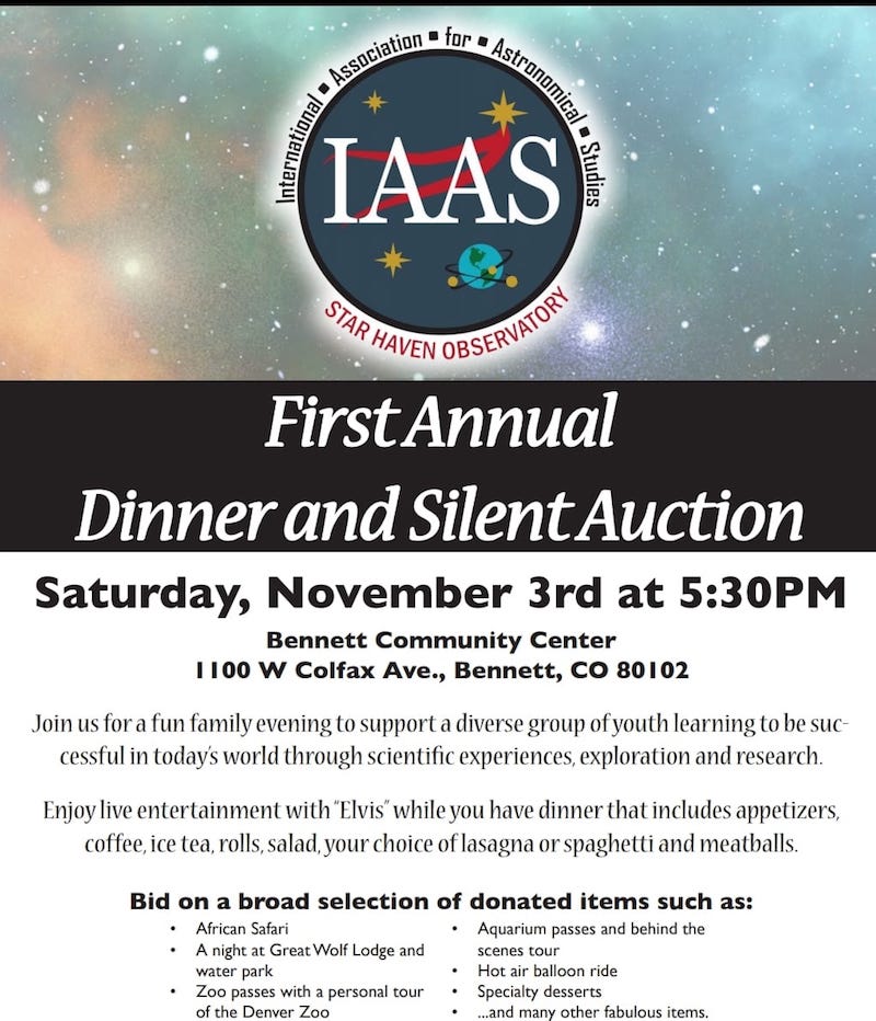 First Annual Dinner Silent Auction International Association Astronomical Studies