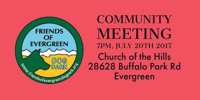 Friends of Evergreen Dog Park July 2017 community meeting