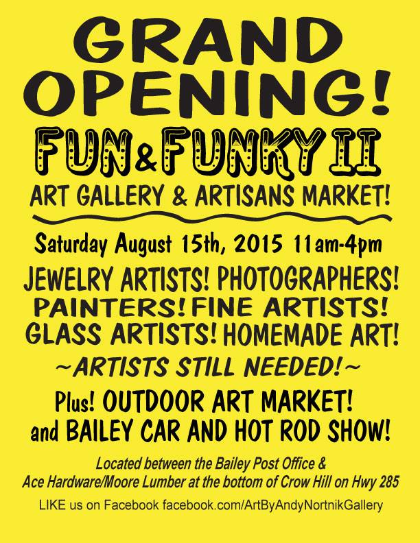 Grand Opening Fun Funky Art Gallery Bailey CO