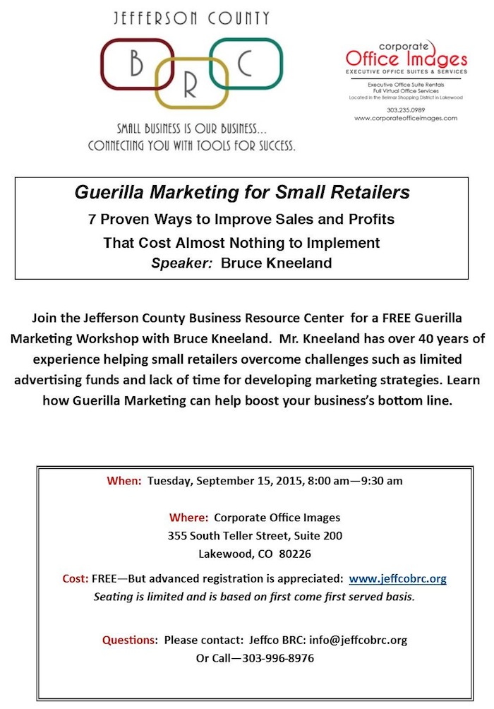 Guerilla Marketing for Small Retailers Jeffco Business Resource Center