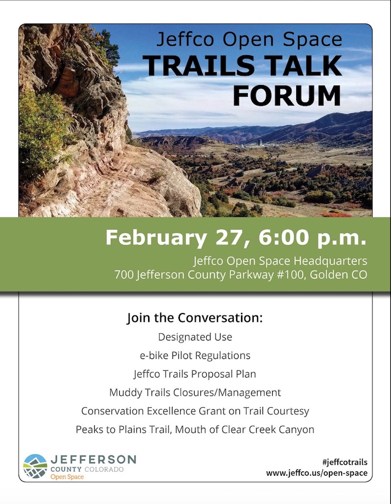 Jeffco Open Space Trails Talk Forum February 27 2019