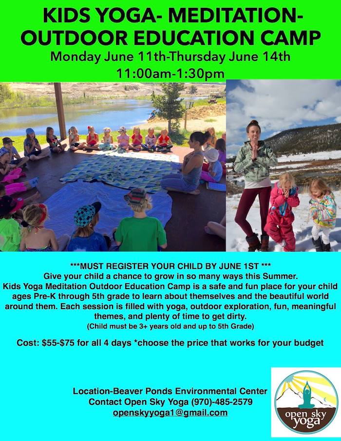 Kids Yoga Meditation Outdoor Education Camp Beaver Ponds Environmental Center Fairplay 2018