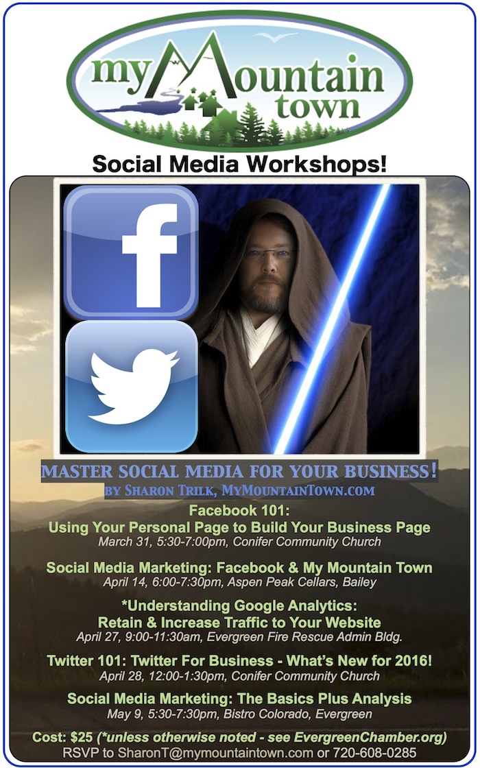 Learn to Master Social Media For Your Business My Mountain Town workshop by Sharon Trilk