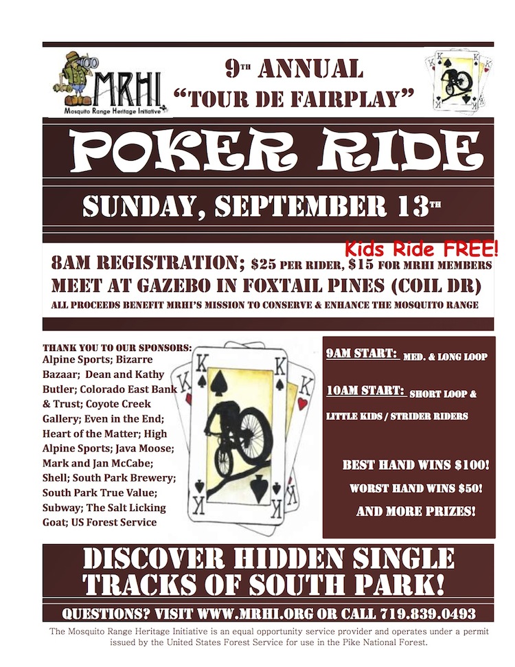 Mosquito Range Heritage Initiative 9th Annual Tour de Fairplay Poker Ride Park County Colorado My Mountain Town