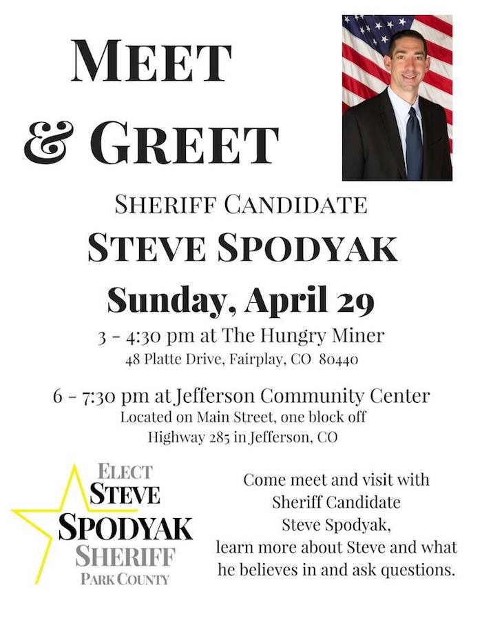 Meet and Greet Steve Spodyak for Park County Sheriff April 29 2018