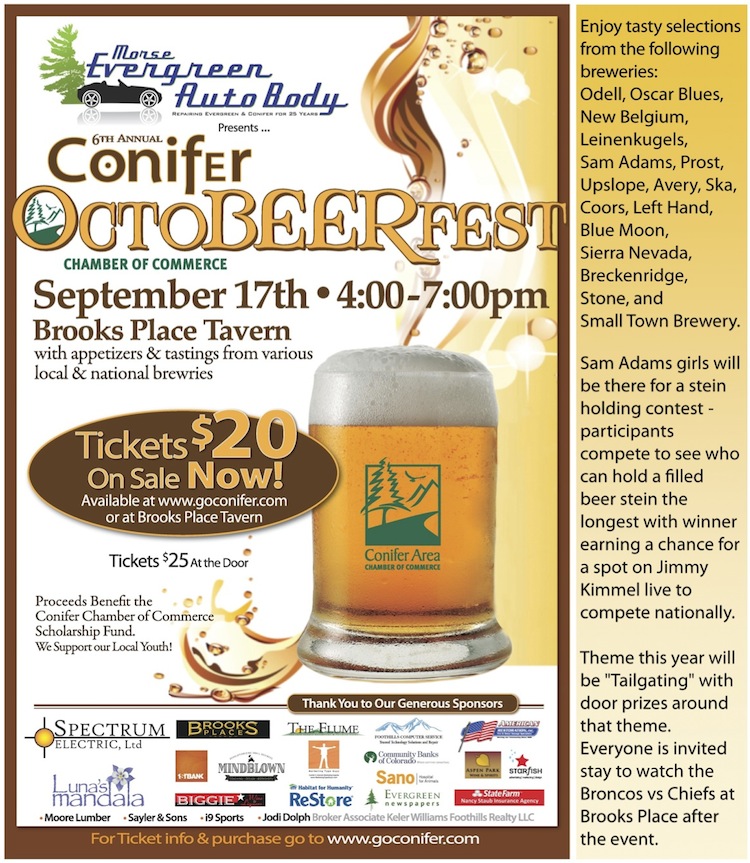 6th Annual Conifer Chamber of Commerce OctoBEERfest Colorado My Mountain Town at Brooks Place Tavern