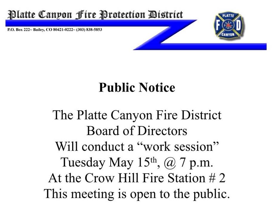 Platte Canyon Fire Board of Directors Work Session