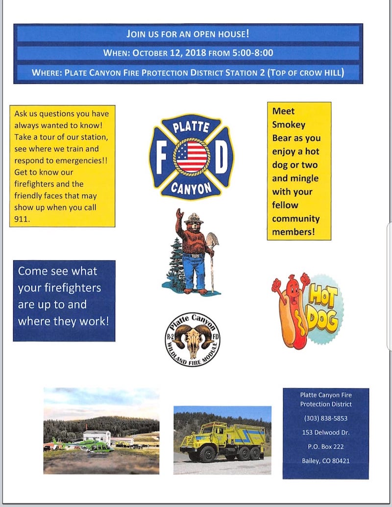 Platte Canyon Fire Protection District Open House October 2018