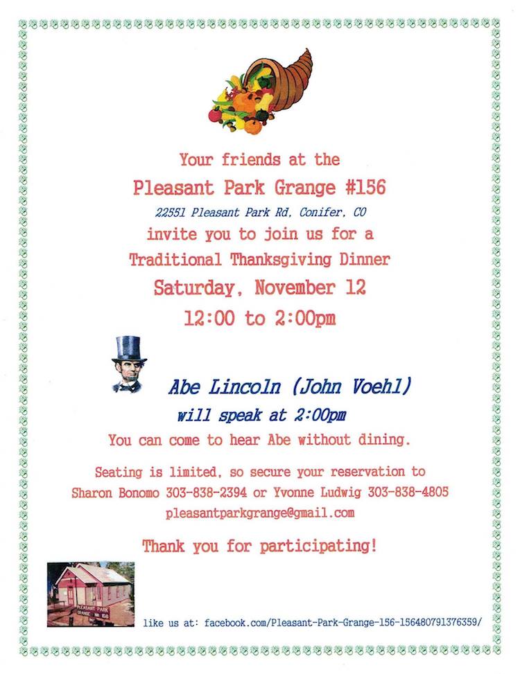 Pleasant Park Grange Traditional Thanksgiving Dinner