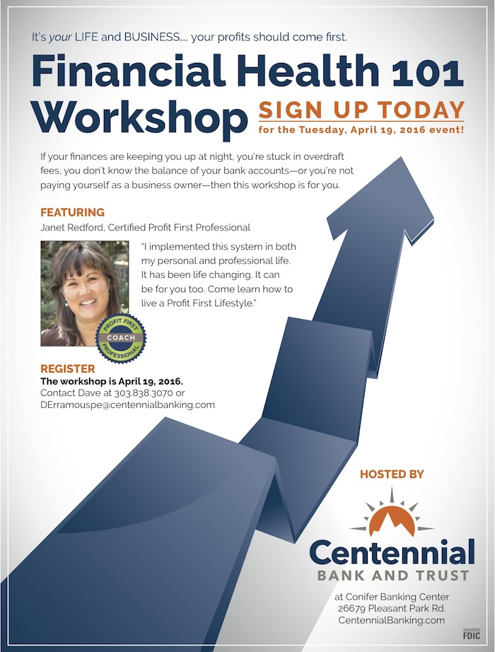 Janet Redford Profit 101 Workshop Centennial Bank Conifer Colorado