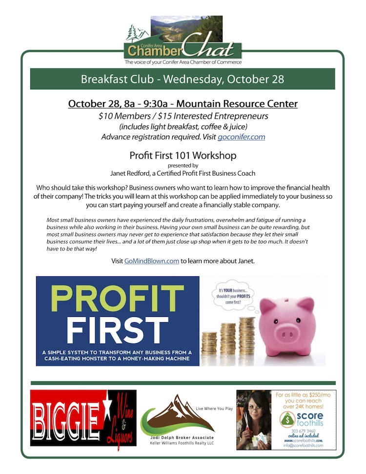 Conifer Area Chamber of Commerce Profit First Education Workshop October 2015