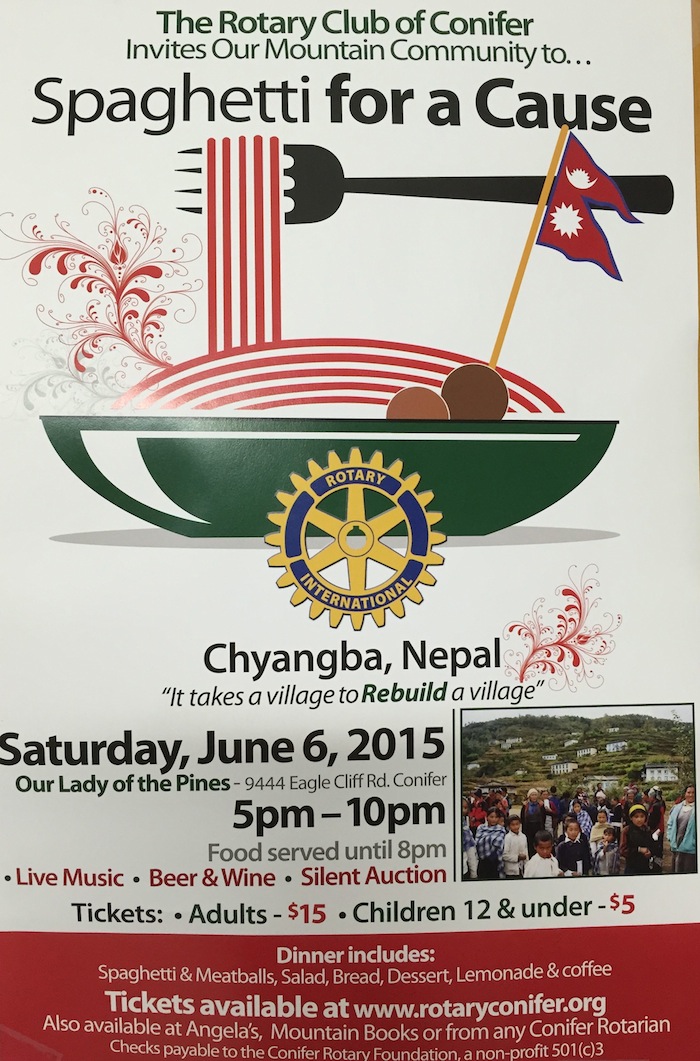 Rotary Club of Conifer Spaghetti Dinner Nepal earthquake fundraiser