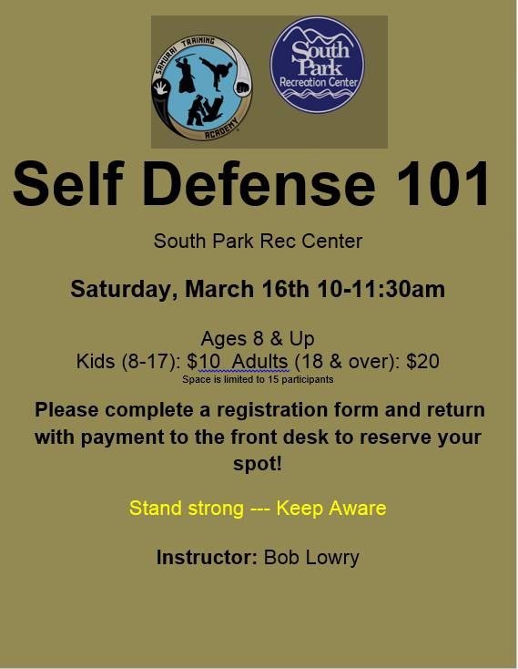 Self Defense 101 South Park Rec March 2019