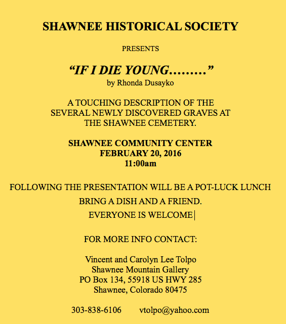 Shawnee Historical Society If I Die Young by Rhonda Dusayko