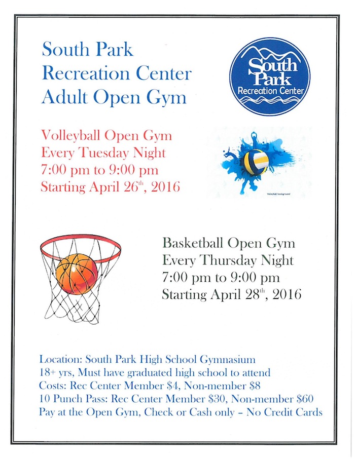 South Park Recreation Center Adult Open Gym Park County Colorado sports