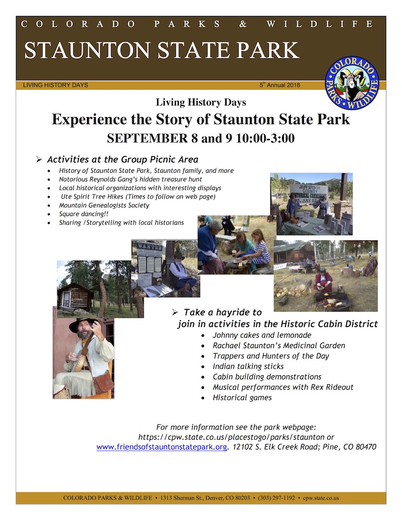 Staunton State Park Living History Days 2018 flyer