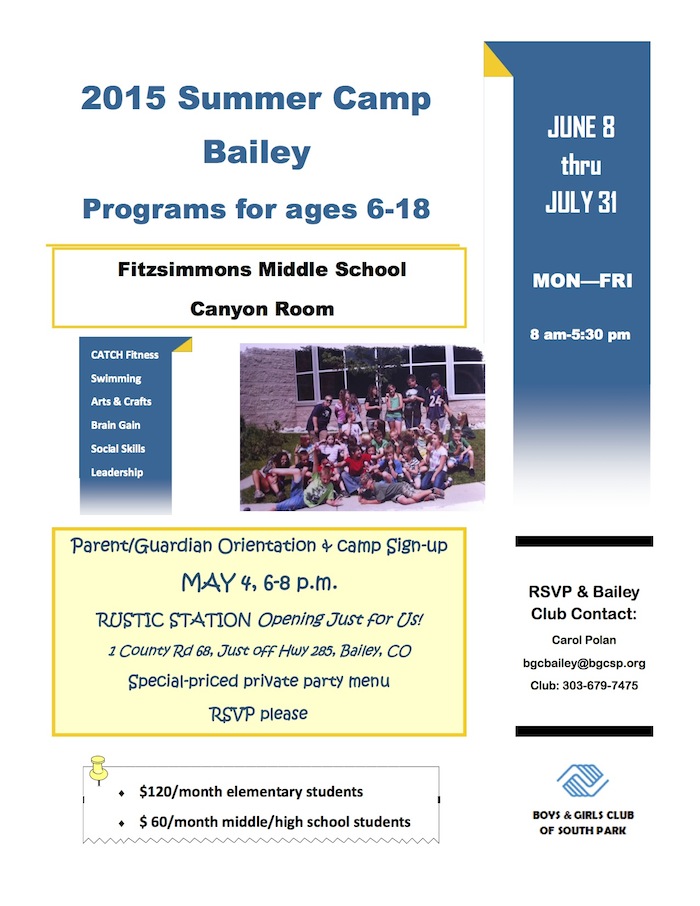 Summer Program 2015 flyer with parent mtg