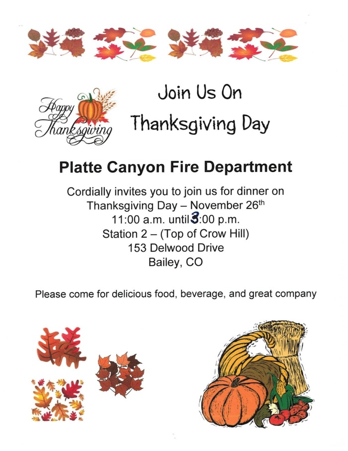 ThanksGiving at Platte Canyon Fire Department Park County Colorado