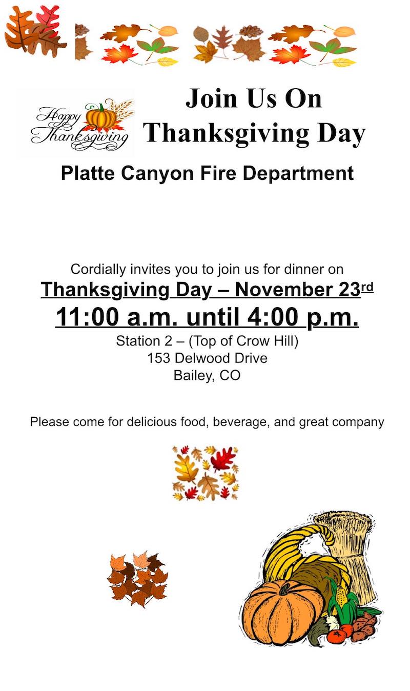 Thanksgiving Day meal Platte Canyon Fire Protection District