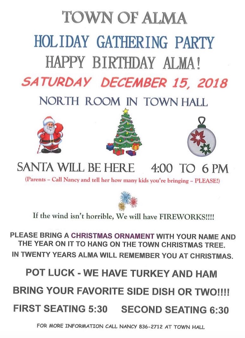 Town of Alma Holiday Gathering Party 2018