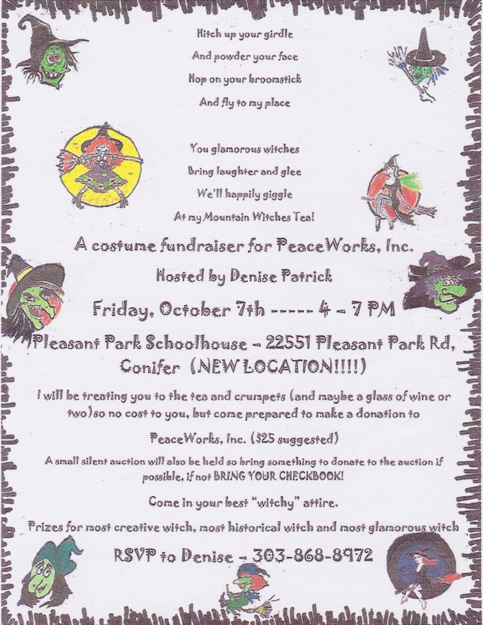 Witches Tea Fundraiser for Peaceworks Inc