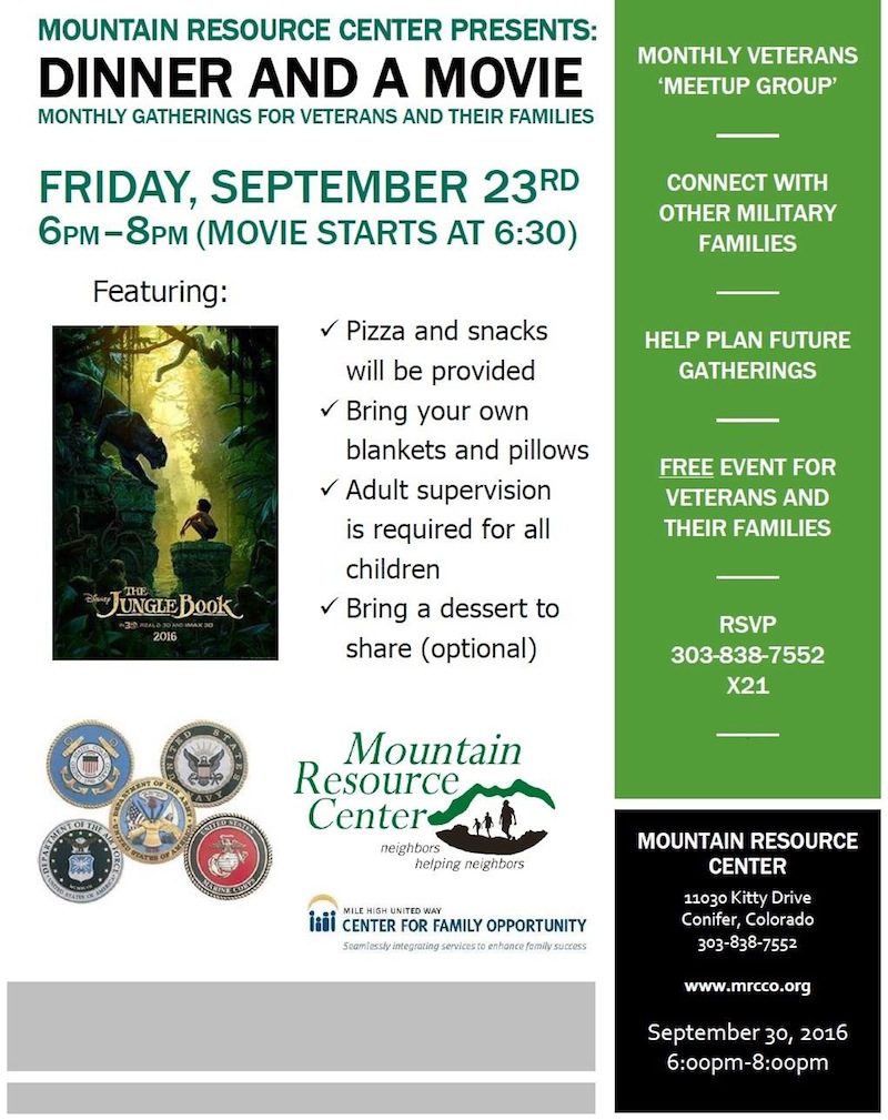 Family Movie Appreciation Night Mountain Resource Center Veterans Support